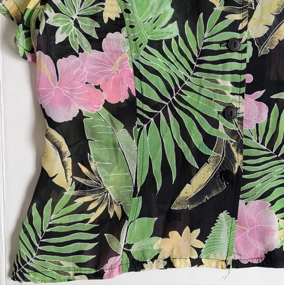 Vintage Sheer Mesh Botanical Floral Button Down Top - Picture 7 of 9